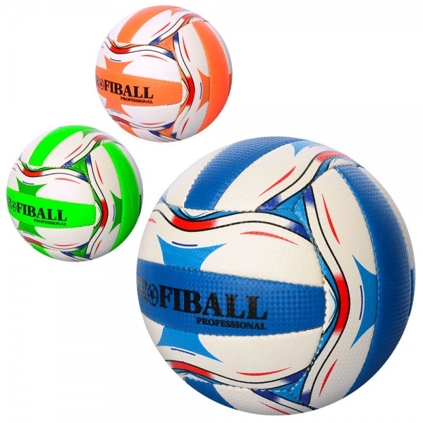 53216 М'яч волейбольний 1110-ABC офіц. розмір, ПУ 1,4 мм., ручн. робота, 260-280 г., 3 кольори, кул.