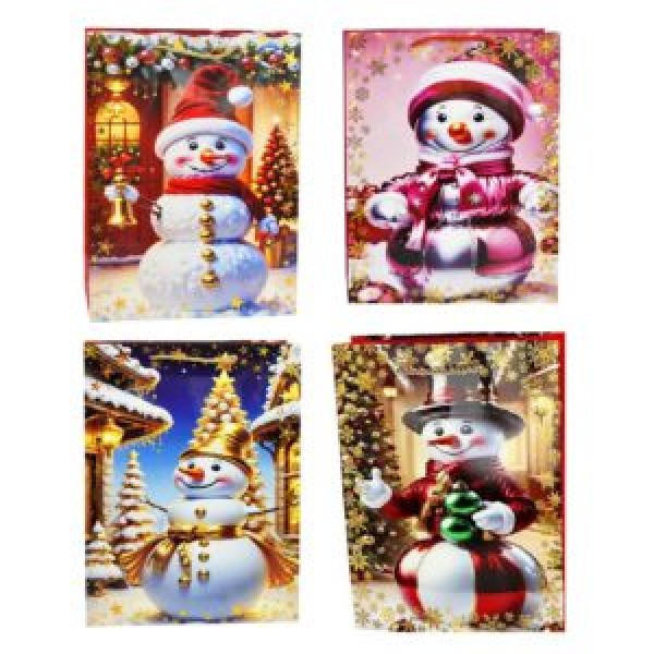 213777 Пакет новорічний паперовий M "Snowman" 26*32*10см., R33006-M