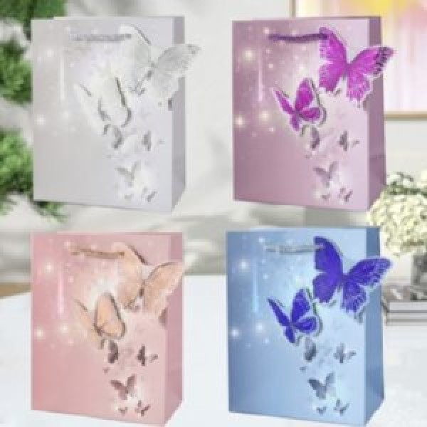 213823 Пакет подарунковий паперовий L "Butterflies 3D" 30*41.5*12см., R33250-L