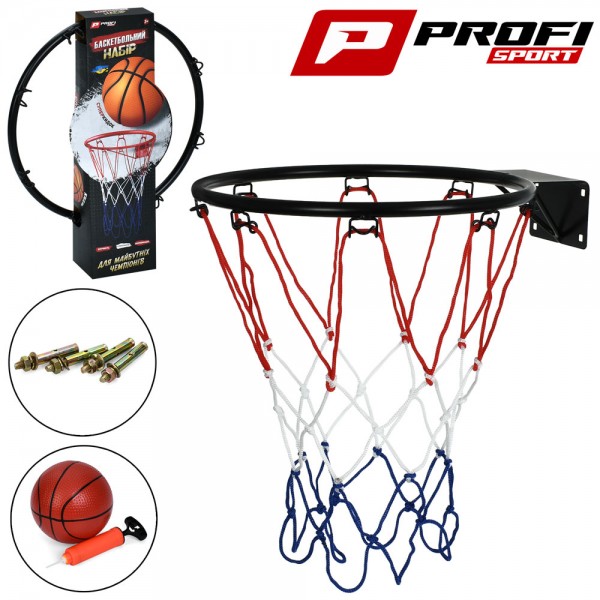 101728 Баскетбольне кільце MR 0167 кільце (мет.), сітка, м'яч, насос, кор., 33-39-7 см.