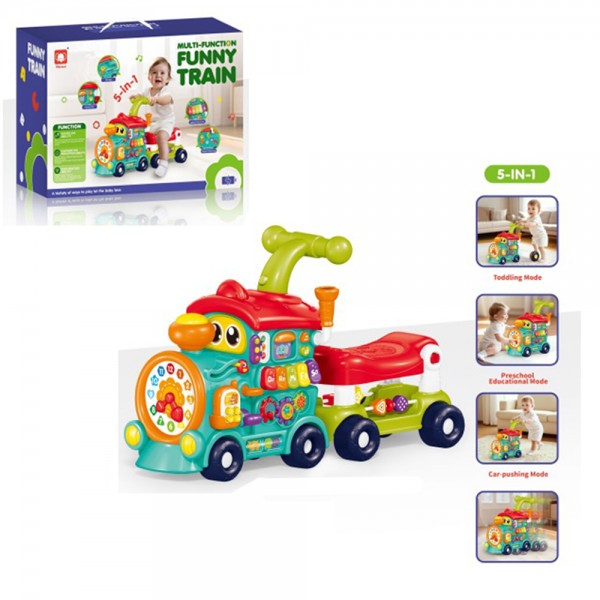 249742 Каталка-ходунки 8868 паровоз.вагон-сидіння.ігрова панель,піаніно,муз,зв(англ)світ.шестер.сортер.