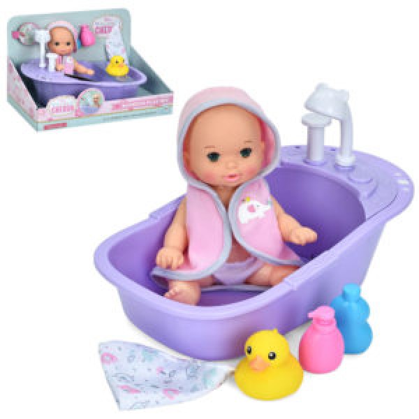 249451 Пупс 68382B2  ванна (ллється вода-механіч)качка,аксесуари,в кор-ці, 30,5-20-17см