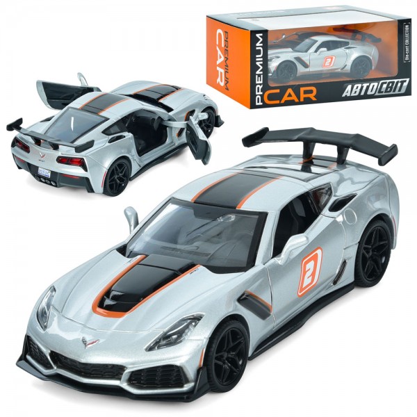 157752 Машина AP-1924 АвтоСвіт, 1:24 2019 Corvette ZR1, мет.,відчин.двері, гум. колеса,кор.,24,5-10,5-11см.