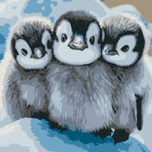 249863 Картина за номерами Strateg Троє пінгвінів 20х20 (HH8038)