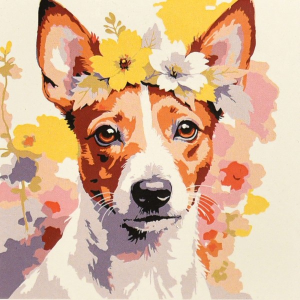 249866 Картина за номерами Strateg Собачка у вінку 20х20 (HH8049)