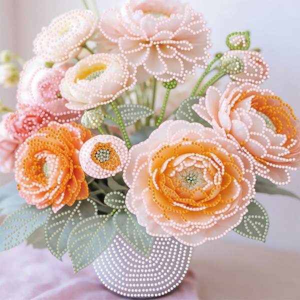 249889 Алмазна картина Strateg Персикові квіти 30х30 (YJB3030-18)