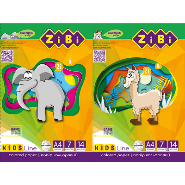217430 /Папір кольоровий двусторонній, А4, 14 аркушів, 7 кольорів, KIDS Line