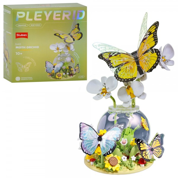 248344 Конструктор SLUBAN M38-P8065 квіти у горщику, орхідеї, 23,27см,квіткова галявина, метелики, кор.,