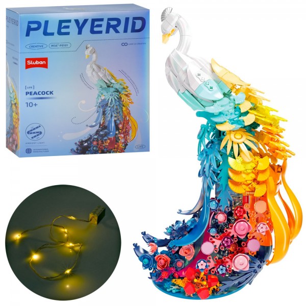 248345 Конструктор SLUBAN M38-P8161 павич, 37,48см, світло, бат(табл), кор., 30-36-12см