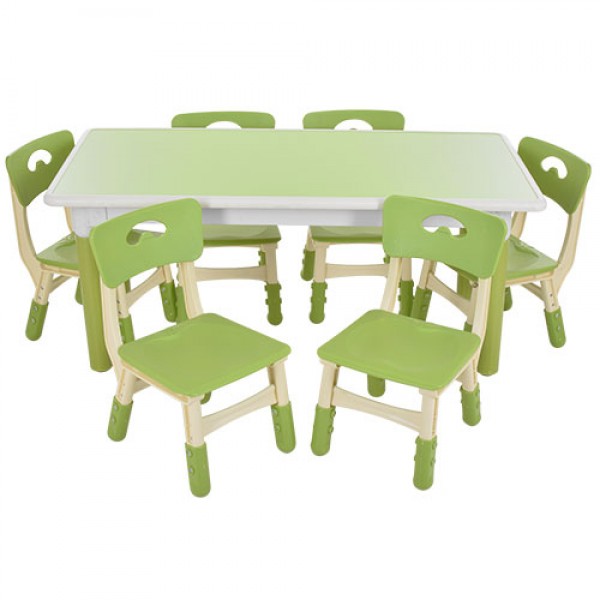 49877 Столик TABLE3-5 стільчики 6 шт., регул. висота, зелений.