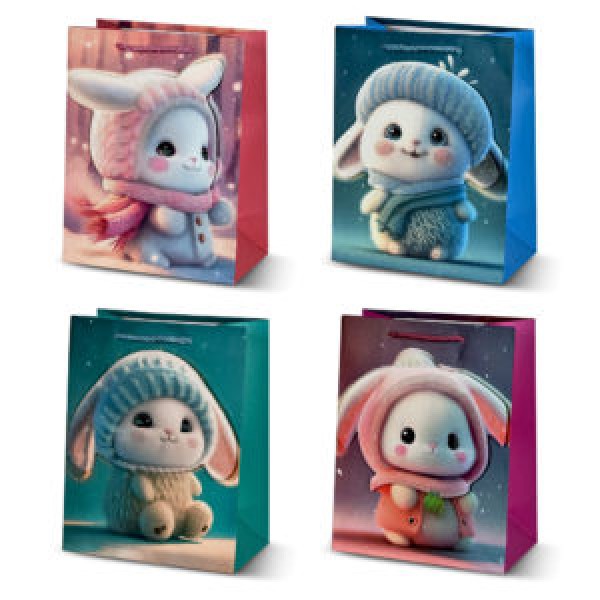 246670 Пакет подарунковий паперовий M "Rabbits 3D" 26*32*12см R96928-M