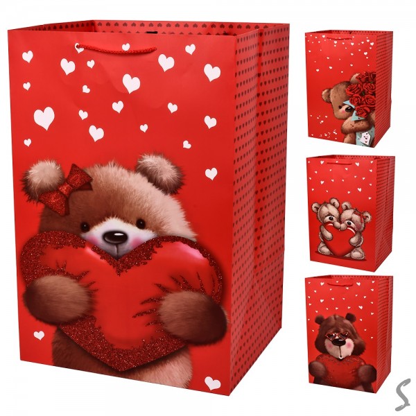 253920 Пакет подарунковий паперовий XL "Teddy heart" 36*54*30см.,R101617-XL