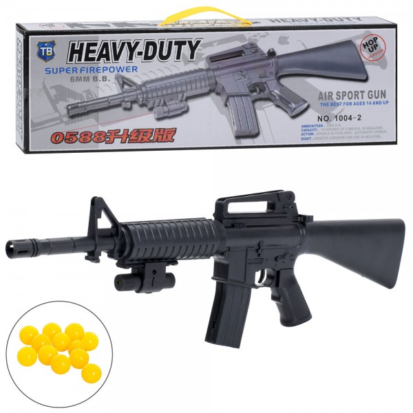 247305 Автомат 1004-2 54см, пластикові кулі, лазер, бат(табл), кор.,, 54,5-17,5-5см