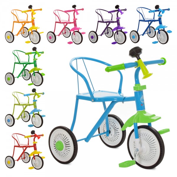 16587 Велосипед М 5335 3 колеса, 6 кольорів, клаксон, 51-52-40 см.