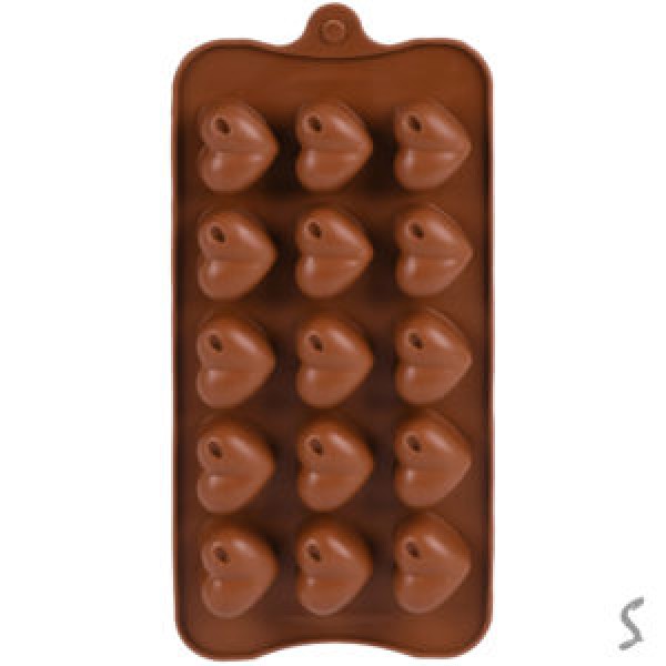 256784 Форма силікон для цукерок "Heart" 15шт/л 20.5*10.3см R34960