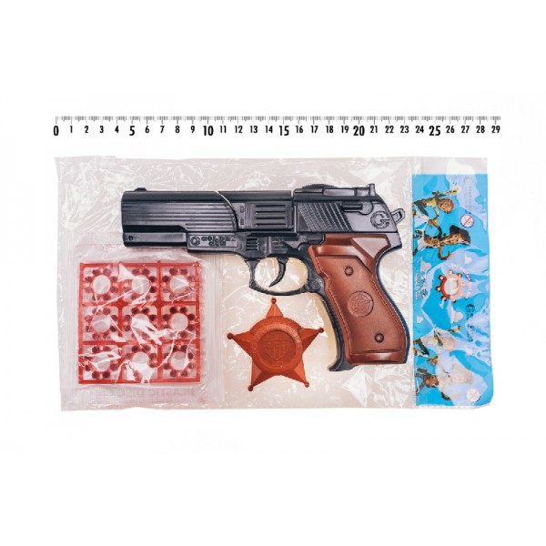 106342 Шахаб іграшковий пістолет з пістонами і нагрудний значок (в кор. 60шт) код:124
