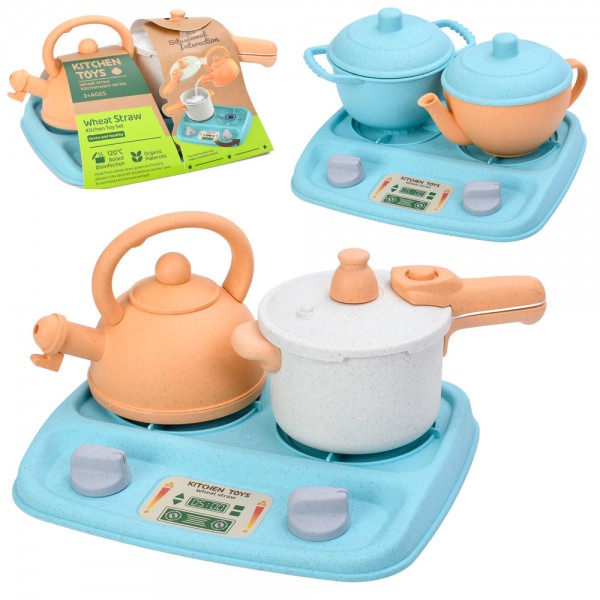 244658 Набір посуду HG-3034-35 плита, кастуля, чайник, 2 кольори, карт.обг., 23-19-12 см.