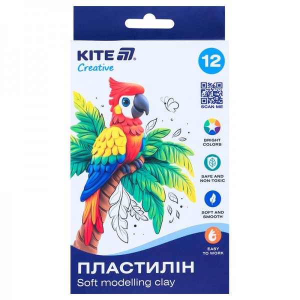 251795 Пластилін восковий, 12 кольорів, 200 г. Kite Creative