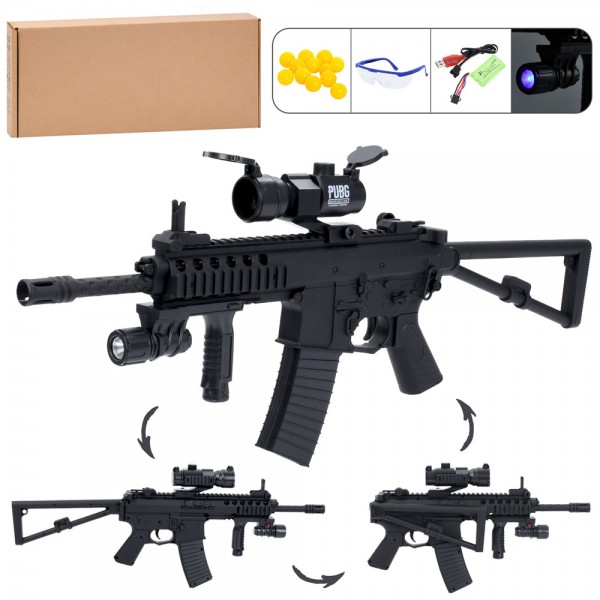 247307 Автомат 2024A 71см, акум, пластикові кулі, прицел, світло, окуляри, USBзарядне, кор., 63-28-8см