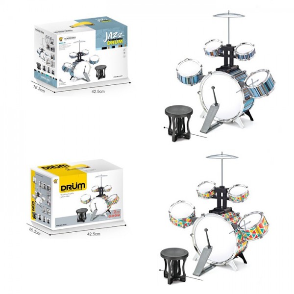 247348 Барабан 1675T-2033T  барабанна установка, 59-34-в67см, барабан 5шт, тарілка, стільчик, 2 види, кор.