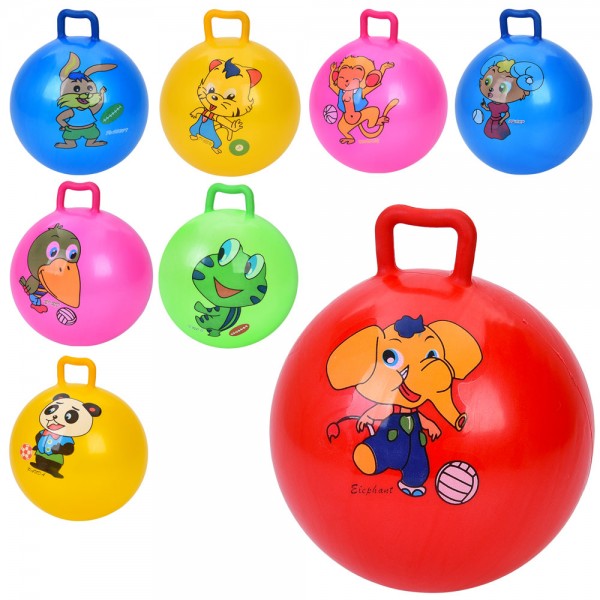 247940 М'яч дитячий MS 4878.9 дюймів, 65-70г, ручка, 5 кольорів/мікс видів (тварини)