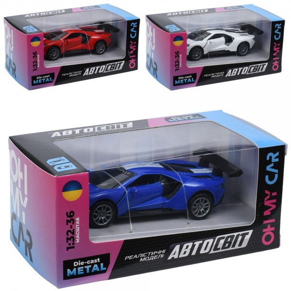 253107 Машина AS-3209 АвтоСвіт, 1:32-36, метал, інерція, 12,5см, відчиняються двері, гумові колеса