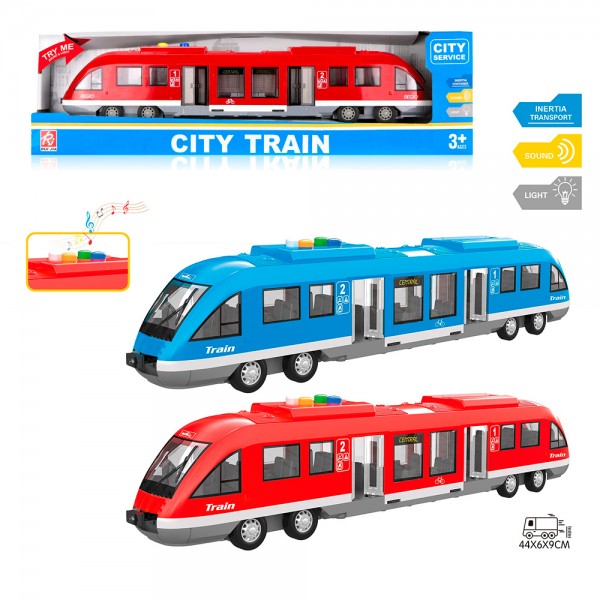 253093 Поїзд RJ3345  інерція, 44см, 1:16, звук, світло, відчиняються двері, гумові колеса, 2 кольори