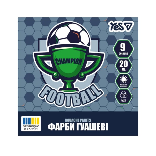 259283 Фарби гуашеві Yes Football 9 кол. 20 мл