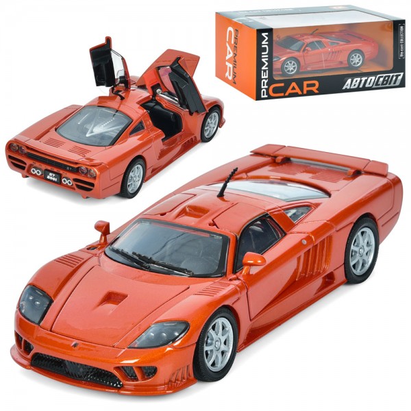 245354 Машина AP-1930 АвтоСвіт, 1:24 Saleen S7, мет., відч. двері/капот, гум. колеса, кор., 24,5-10,5-11см.