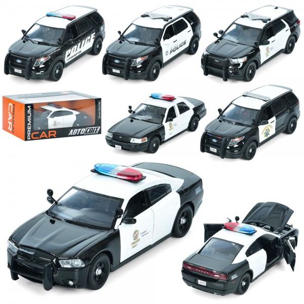 157743 Машина AP-1946 (6шт) АвтоСвіт, 1:24, Law Enforcement Series,поліція, метал, 21см, відкриваються двері,гумові колеса, 6 видів, в кор-ці, 24,5-10,5-11см