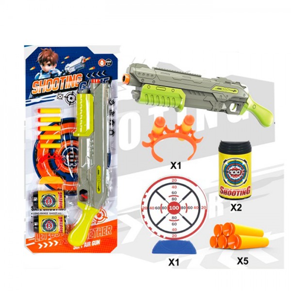 249756 Набір з мішенню A99-32 рушниця 44см, м'які кулі-присоски 5шт, мішені, на листі, 24,5-55-4см