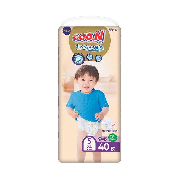 207532 Підгузки GOO.N Premium Soft для дітей 12-20 кг (розмір 5(XL), на липучках, унісекс, 40 шт)