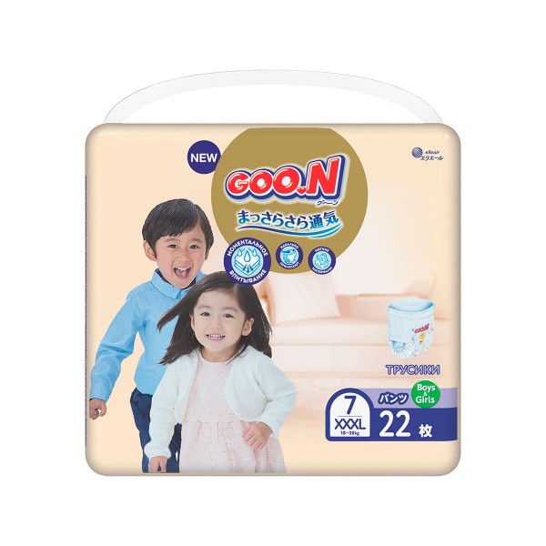 207547 Трусики-підгузки GOO.N Premium Soft для дітей 18-30 кг (розмір 7(3XL), унісекс, 22 шт)