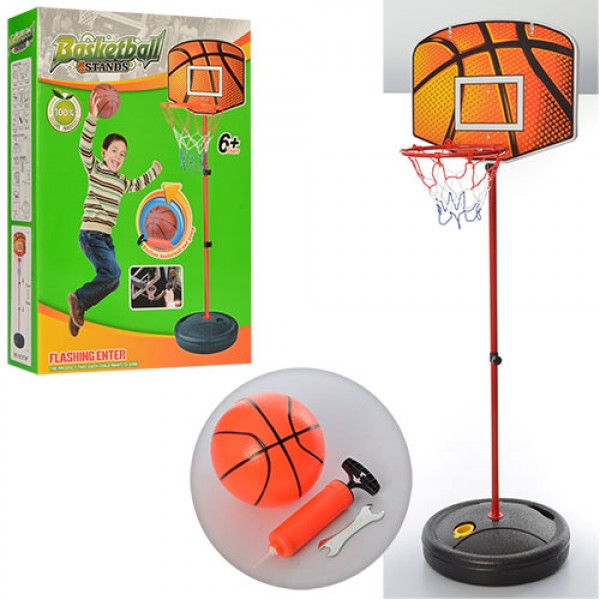 1222 Баскетбольне кільце M 2993 стійка, кільце-мет., щит пластик, насос, м'яч, кор., 33-47-10,5 см.