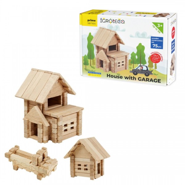 248302 Дерев'яний конструктор "Будиночок з гаражем" 75 дет.