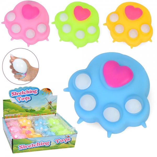 249225 Іграшка MS 4758 лапка, антистрес, борошно, кул., 4 кольори,12 шт. в диспл., 26-18-7 см.