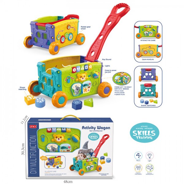 246423 Центр розвиваючий RJ6829 возик,ігр.панель/бізіборд,шестерні,сортер(4фігури)муз.світло,рух,дет.на бат