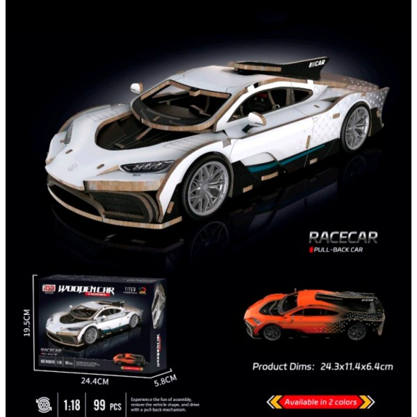 263209 Дерев'яна іграшка Пазли W6840 3D пазли,машина,1:18,24см,99дет,2кольори,кор,24-19,5-6см