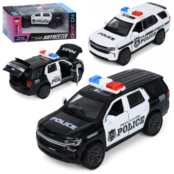 253234 Джип AS-3210 АвтоСвіт, 1:32-36, метал, інерція, 12см, поліція, відчиняються двері/багажник/капот