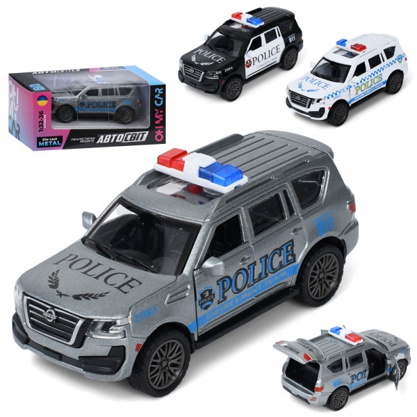 253206 Джип AS-3215  АвтоСвіт, 1:32-36, метал, інерція, 12см, поліція, відчиняються двері/багажник