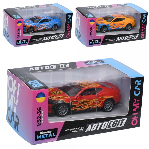 253214 Машина AS-3218 АвтоСвіт, 1:32-36, метал,інерція,12см,відчиняються двері,гумові колеса,3кольори
