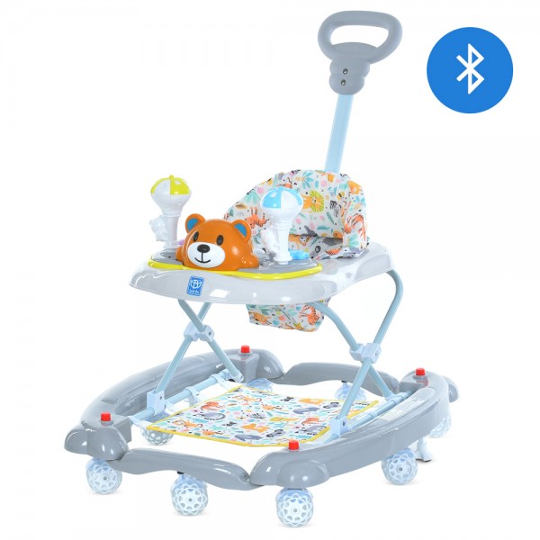 252177 Ходунки M 3656A-S-4 ведмедик,BLUETOOTH,УКР.муз,стопор,силік.колеса8шт,сірий