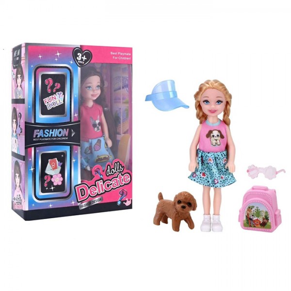 247565 Лялька 8822-27 (72шт) 14см, собака, рюкзак, 2 види, в кор-ці, 12-17-4,5см