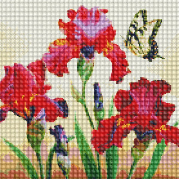 247522 Набір з алмазною мозаїкою "Вишукані іриси" з АВ стразами 40х40см