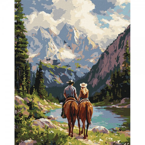 247524 Набір для розпису по номерах "Пара вершників у горах" 40х50см
