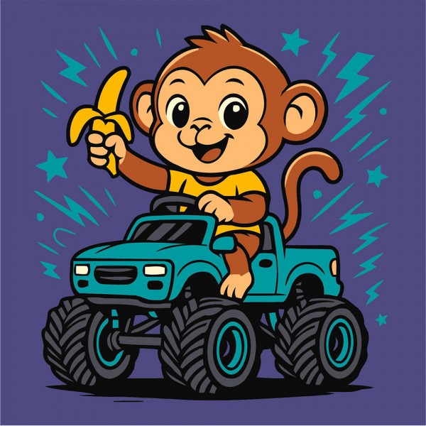 247525 Набір для розпису по номерах для дітей "Мавпа на машині" 25х25см