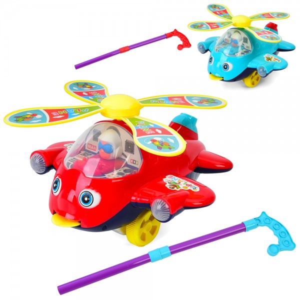 247783 Каталка 351 (72шт) на палці, вертоліт, 23см, рухливі деталі, звук, 2 кольори, 34-36-12см