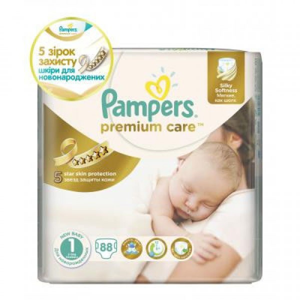 177663 Підгузники Pampers Premium Care Newborn 1, 2-5 кг, 88 шт