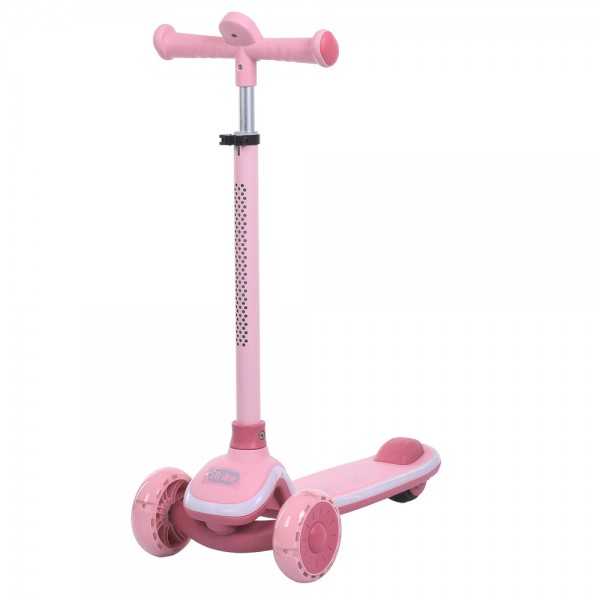 250350 Самокат 5566-pink Maxi-big, метал+пластик, 3колесаПУ, 2колеса 120мм світло, заднє 75мм, рожевий