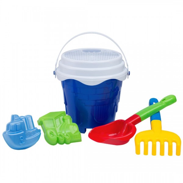 152645 Набір дитячий "Відро №9 велике, лопатка, граблі, сито, пасочки» арт.1270 Бамсик